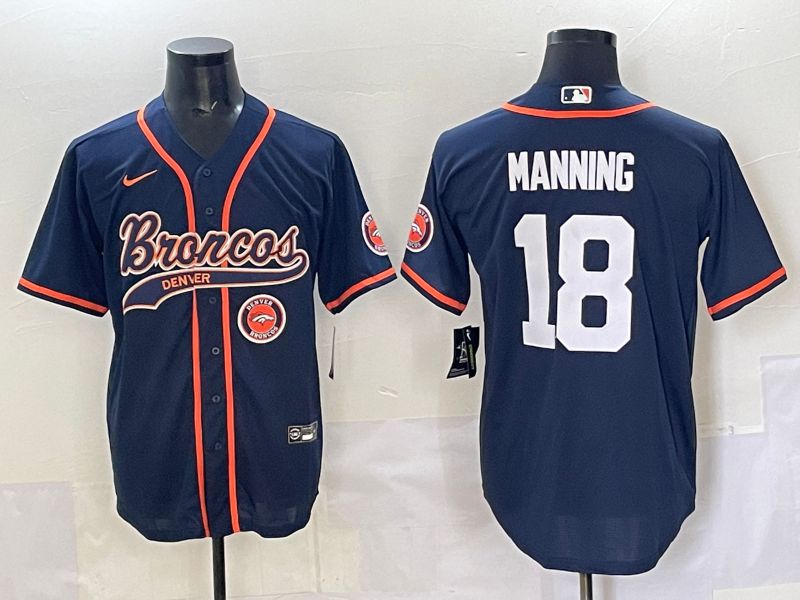 Men 2025 Denver Broncos #18 Manning Blue  joint name 2024 Nike Limited NFL Jersey style 6